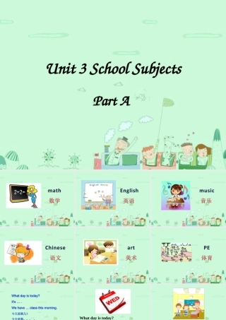 四年级英语下册 Unit 3 School Subjects Day Part A课件3 闽教版（三起）-闽教版小学四年级下册英语课件