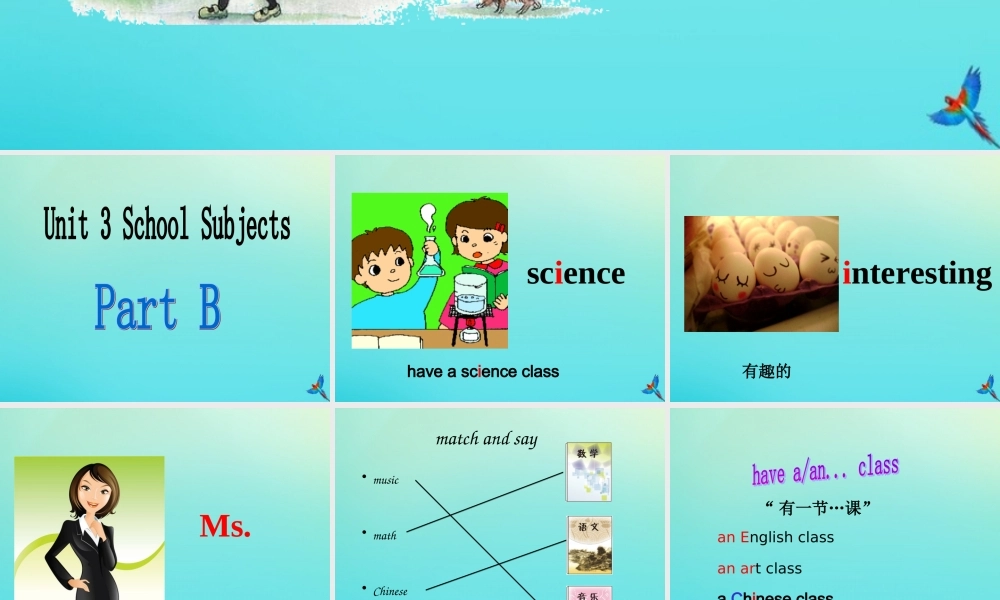 四年级英语下册 Unit 3 School Subjects Day Part B课件1 闽教版（三起）-闽教版小学四年级下册英语课件