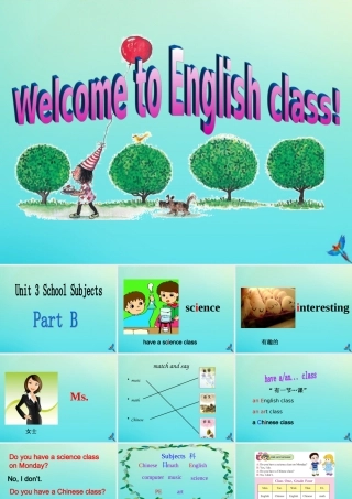 四年级英语下册 Unit 3 School Subjects Day Part B课件1 闽教版（三起）-闽教版小学四年级下册英语课件