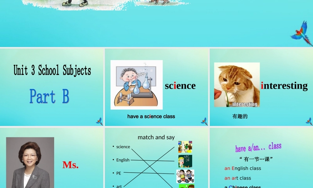 四年级英语下册 Unit 3 School Subjects Day Part B课件2 闽教版（三起）-闽教版小学四年级下册英语课件