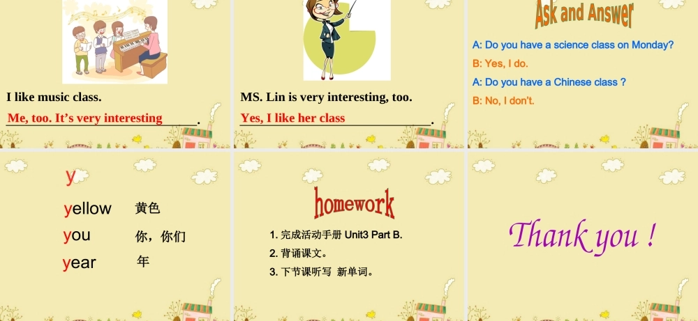 四年级英语下册 Unit 3 School Subjects Day Part B课件3 闽教版（三起）-闽教版小学四年级下册英语课件