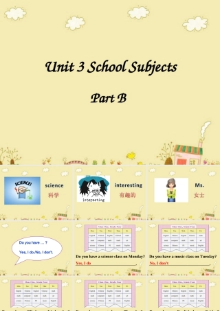 四年级英语下册 Unit 3 School Subjects Day Part B课件3 闽教版（三起）-闽教版小学四年级下册英语课件