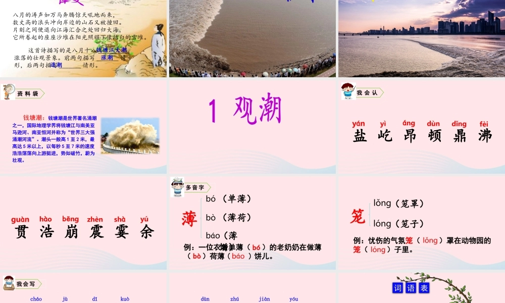 四年级语文上册 第一单元 1 观潮教学课件 新人教版-新人教版小学四年级上册语文课件