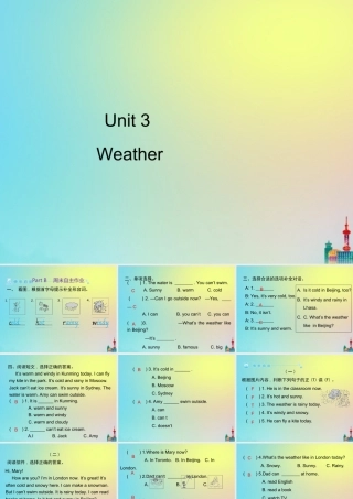 四年级英语下册 Unit 3 Weather Part B 周末自主作业习题课件 人教PEP版-人教PEP小学四年级下册英语课件