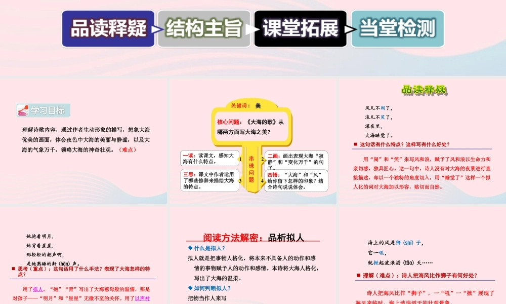 四年级语文上册 第一单元 1《大海的歌》第2课时优秀课件 冀教版-冀教版小学四年级上册语文课件