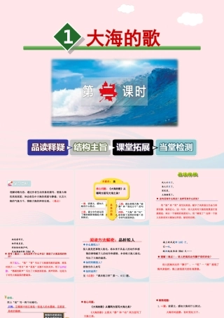 四年级语文上册 第一单元 1《大海的歌》第2课时优秀课件 冀教版-冀教版小学四年级上册语文课件
