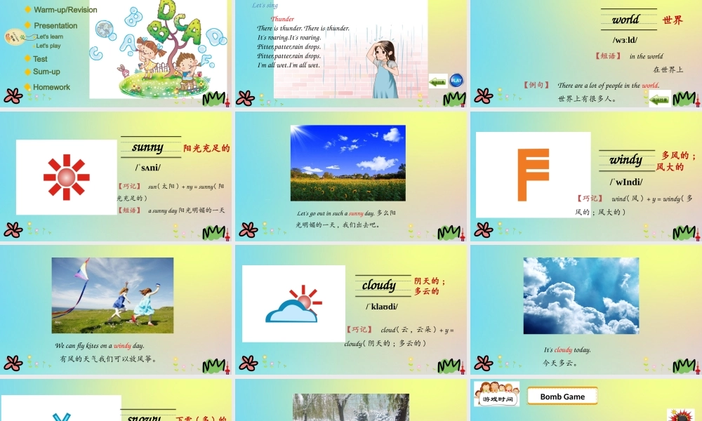 四年级英语下册 Unit 3 Weather Part B（第2课时）课件 人教PEP版-人教PEP小学四年级下册英语课件