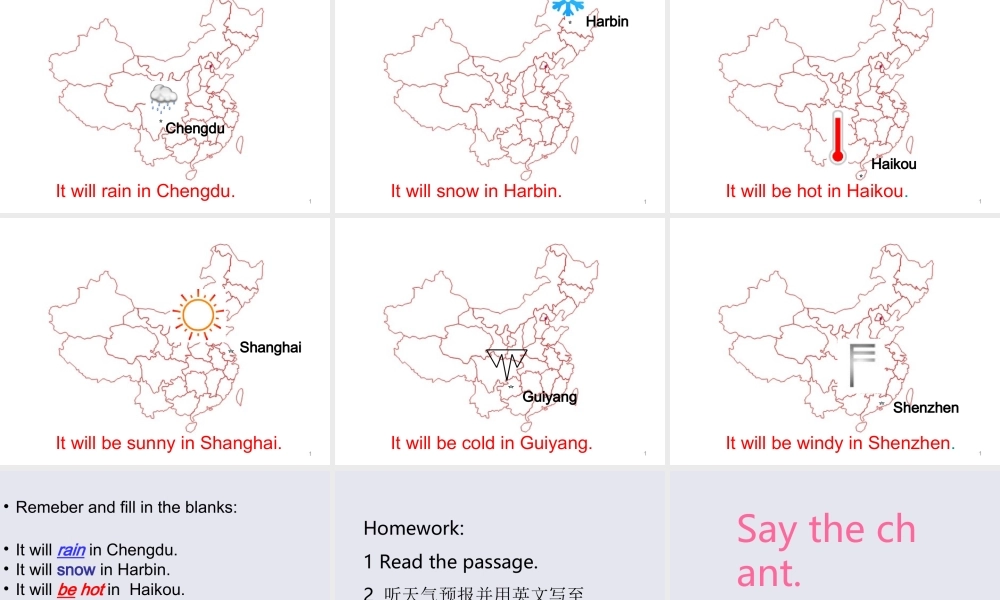 四年级英语下册 Module 4 Unit 2 Will it be hot in Haikou教学课件 外研版（三起）-外研版小学四年级下册英语课件