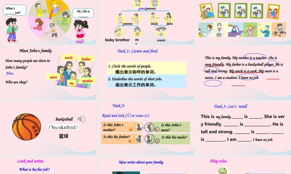 四年级英语上册 Unit 6 Meet my family Part B 第3课时备用课件+素材 人教PEP