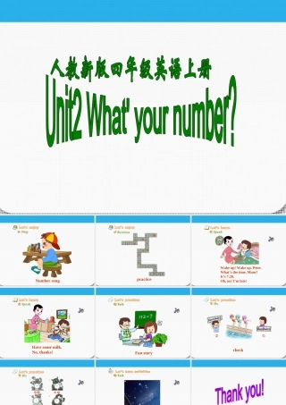 四年级英语上册 unit(2)Unit2 What' your number课件 人教新版