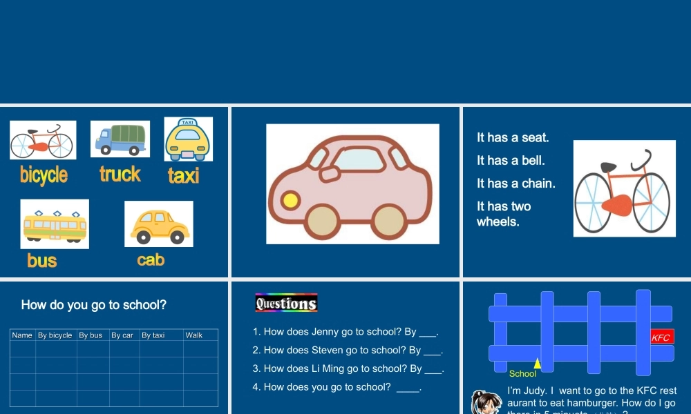 四年级英语上册 Unit1 Lesson4 cars and trucks课件 冀教版