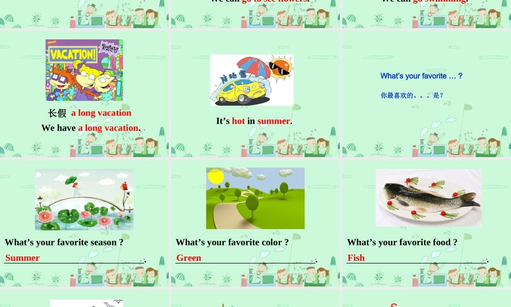 四年级英语下册 Unit 7 Seasons Part A课件3 闽教版（三起）-闽教版小学四年级下册英语课件