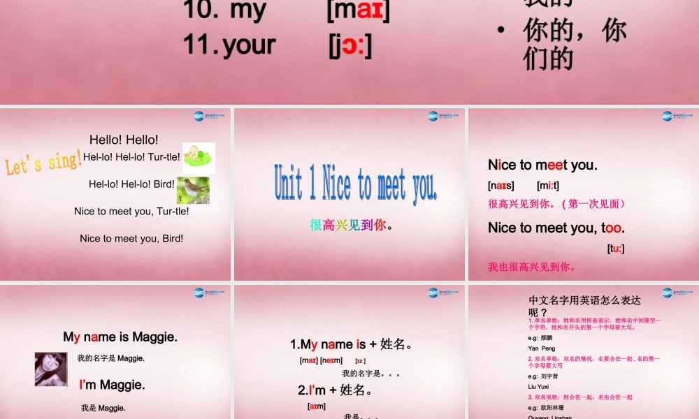 四年级英语上册 Unit1 Nice to meet you课件4 （新版）湘少版