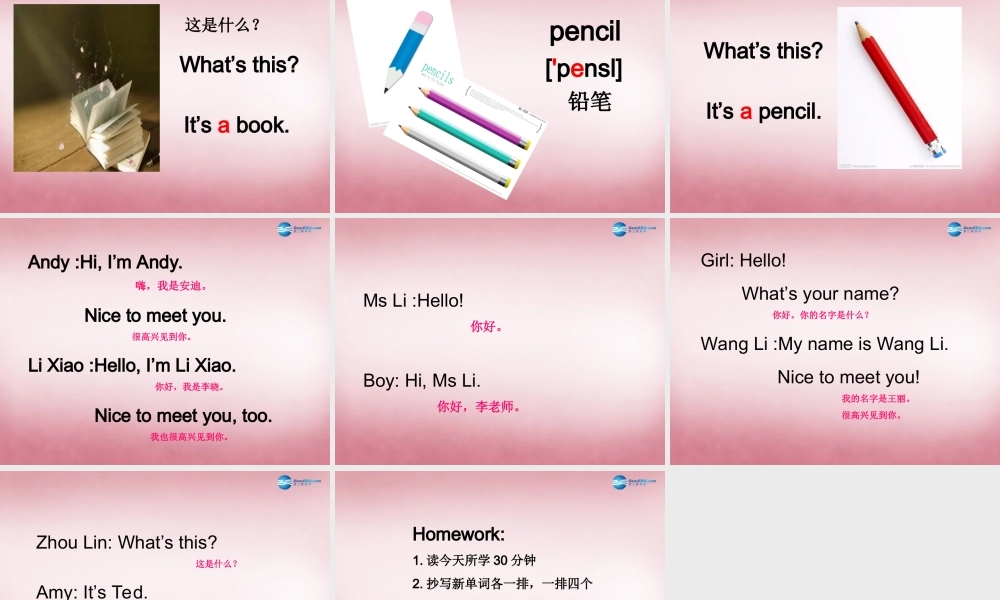 四年级英语上册 Unit1 Nice to meet you课件4 （新版）湘少版