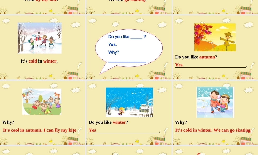 四年级英语下册 Unit 7 Seasons Part B课件3 闽教版（三起）-闽教版小学四年级下册英语课件