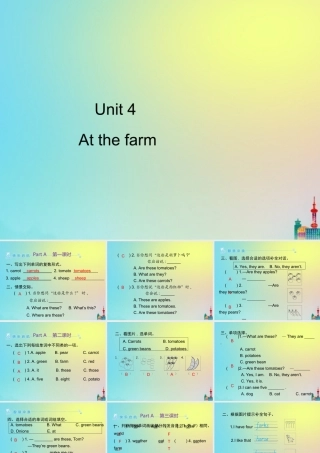 四年级英语下册 Unit 4 At the farm Part A习题课件 人教PEP版-人教PEP小学四年级下册英语课件
