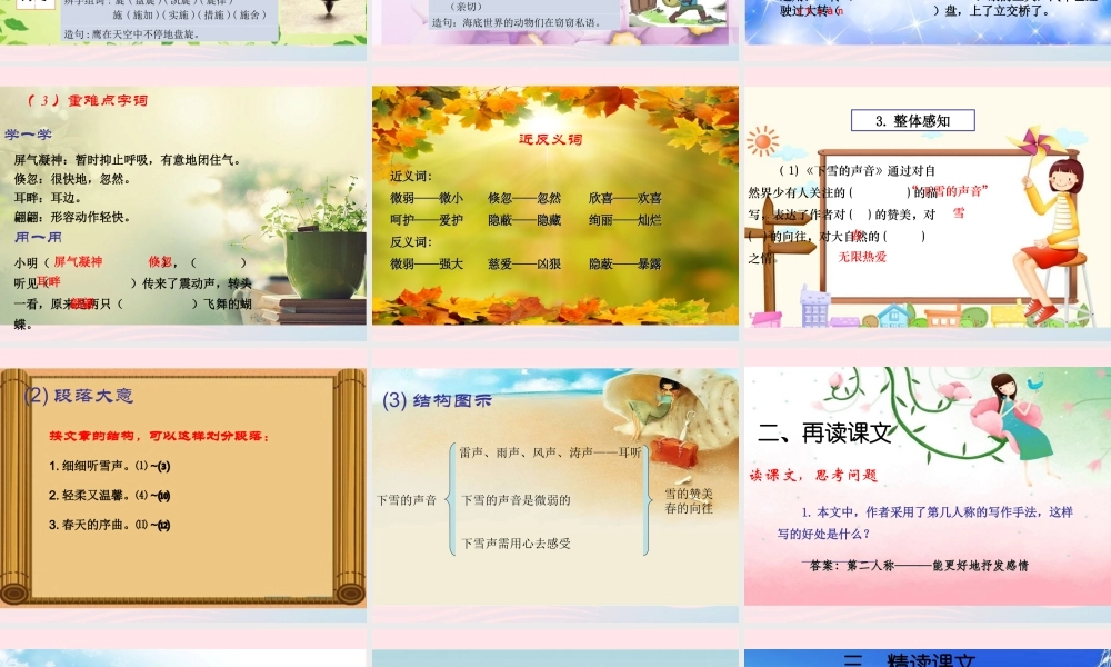 四年级语文上册 第一单元 2《下雪的声音》优秀课件 冀教版-冀教版小学四年级上册语文课件