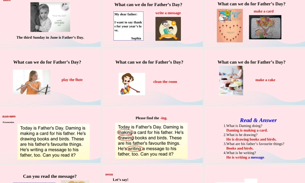 四年级英语下册 Module 5 unit 2 he's drawing books and birds课件 外研版（一起）-外研版小学四年级下册英语课件