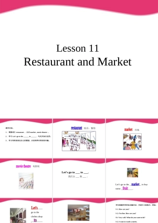 四年级英语上册 unit2 lesson11Restaurant and Market课件 冀教版