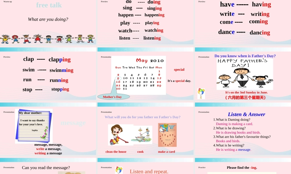 四年级英语下册 Module 5 unit 2 he's drawing books and birds课件1 外研版（一起）-外研版小学四年级下册英语课件