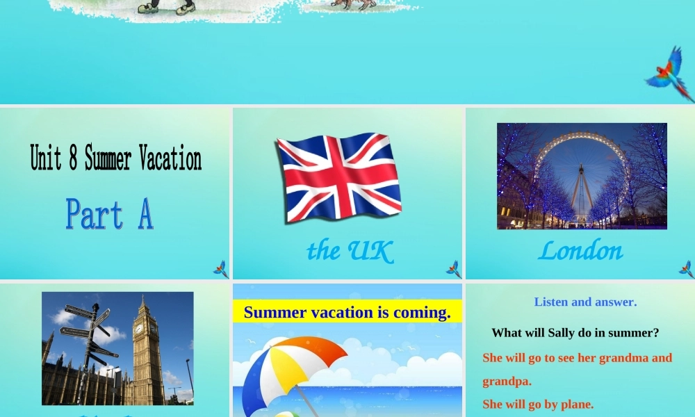 四年级英语下册 Unit 8 Summer Vacation Part A课件2 闽教版（三起）-闽教版小学四年级下册英语课件