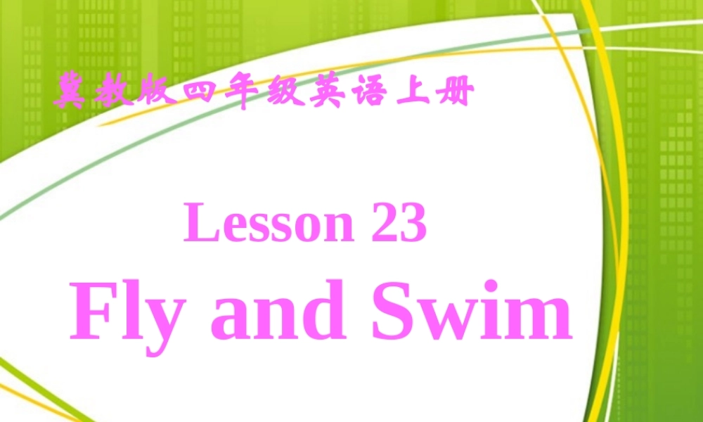 四年级英语上册 unit3 Lesson23Fly and Swim课件 冀教版