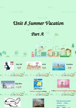 四年级英语下册 Unit 8 Summer Vacation Part A课件3 闽教版（三起）-闽教版小学四年级下册英语课件