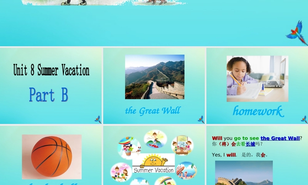 四年级英语下册 Unit 8 Summer Vacation Part B课件2 闽教版（三起）-闽教版小学四年级下册英语课件