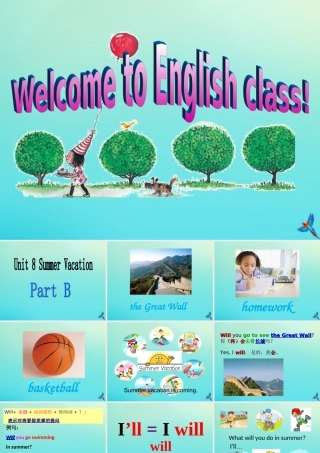 四年级英语下册 Unit 8 Summer Vacation Part B课件2 闽教版（三起）-闽教版小学四年级下册英语课件