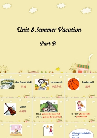 四年级英语下册 Unit 8 Summer Vacation Part B课件3 闽教版（三起）-闽教版小学四年级下册英语课件