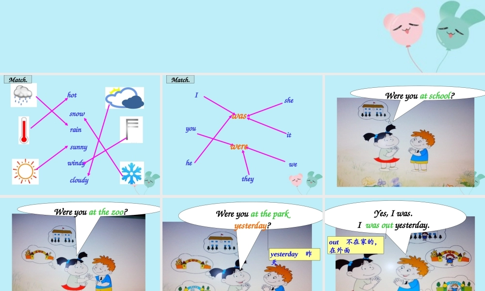 四年级英语下册 Module 6 Unit 1 Were you at home yesterday教学课件 外研版（三起）-外研版小学四年级下册英语课件