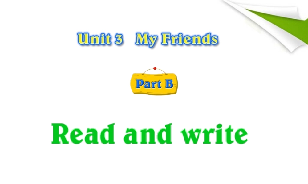 四年级英语上册 Unit3 read&write课件 人教版PEP