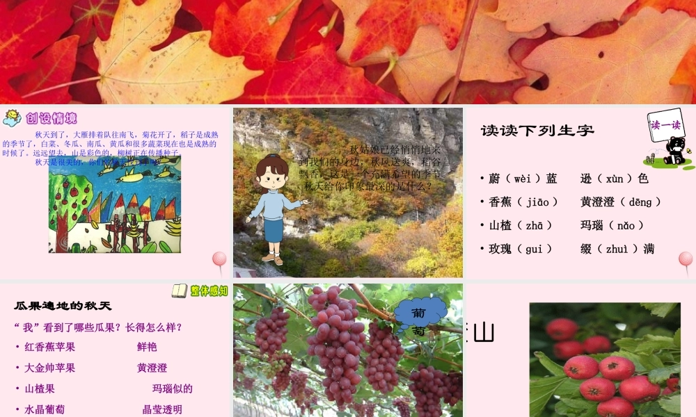 四年级语文上册 第一单元 3《秋色》名师推荐课件 冀教版-冀教版小学四年级上册语文课件