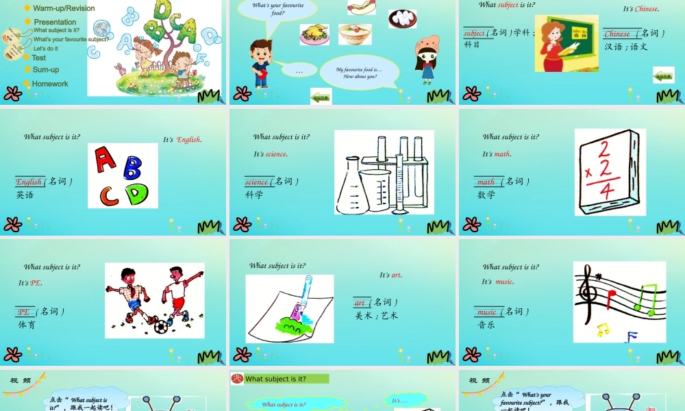 四年级英语下册 Unit 4 My Favourites Lesson 22 My Favourite Subject课件 冀教版（三起）-冀教版小学四年级下册英语课件