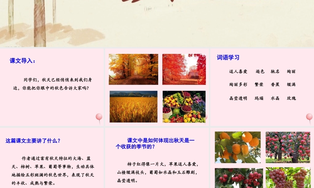 四年级语文上册 第一单元 3《秋色》优培课件 冀教版-冀教版小学四年级上册语文课件