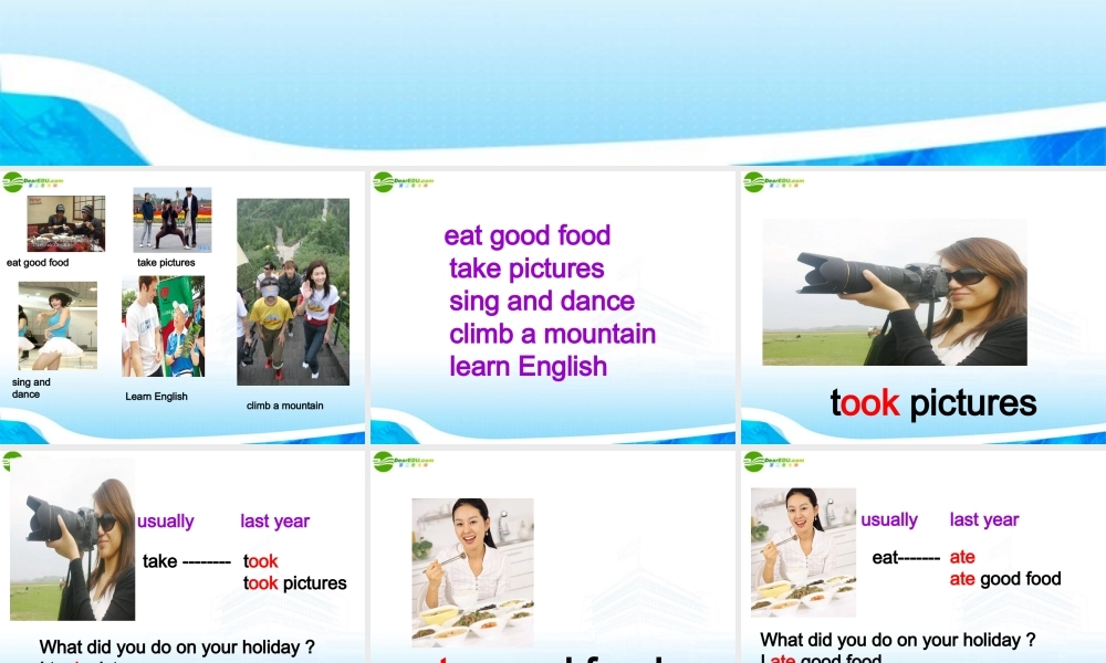 四年级英语下册 Unit 4 My Holiday Let’s learn课件 外研版