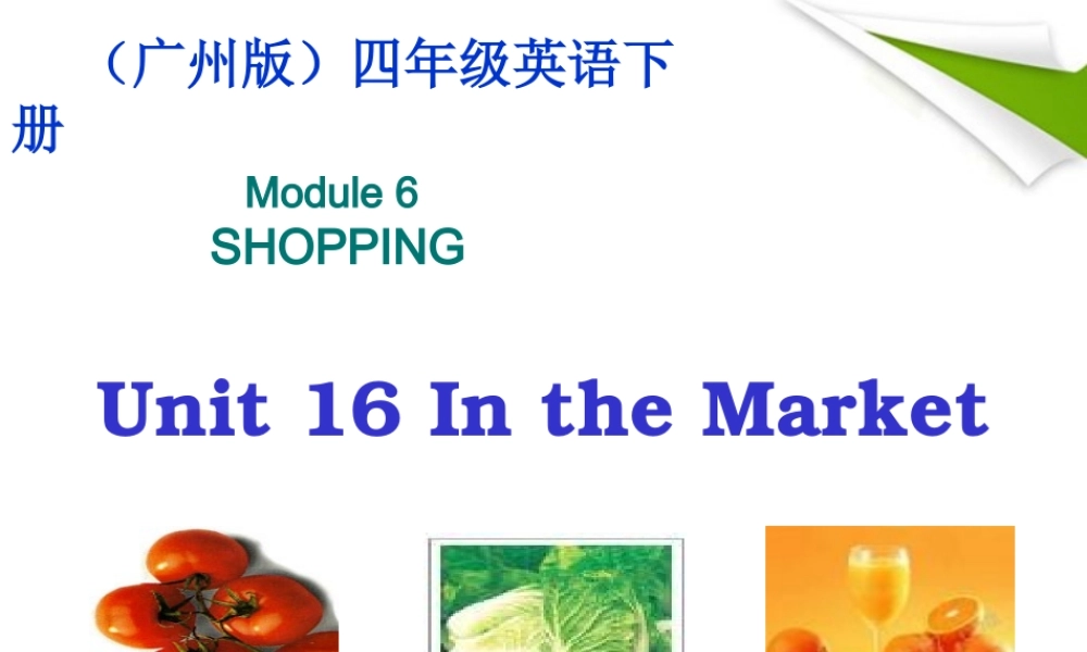 四年级英语下册 Module 6 Unit 16(1)课件 广州版