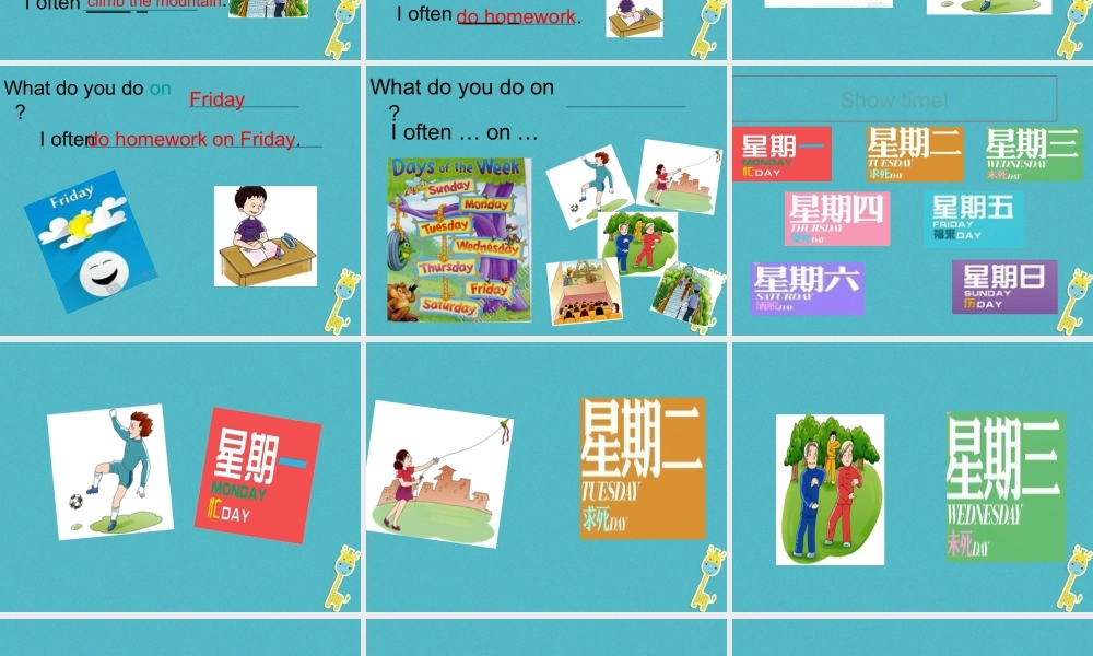 四年级英语下册 Unit 4 What do you do on Saturday partb课件 陕旅版-陕旅版小学四年级下册英语课件