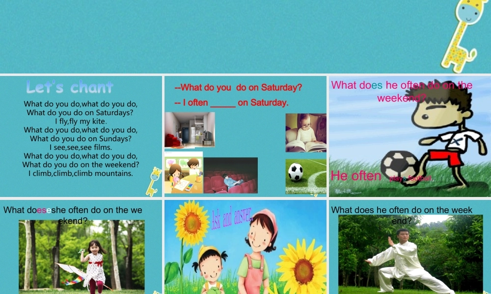 四年级英语下册 Unit 4 What do you do on Saturday partb课件1 陕旅版-陕旅版小学四年级下册英语课件