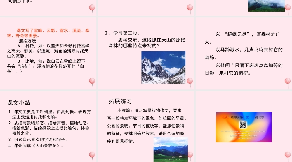四年级语文上册 第一单元 4《七月的天山》名优课件 鲁教版-鲁教版小学四年级上册语文课件