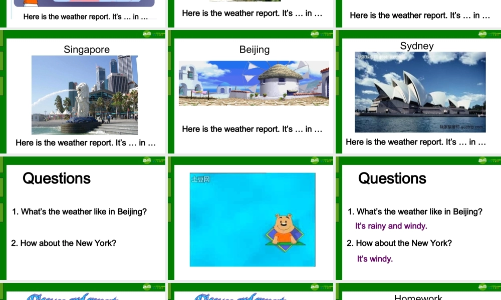 四年级英语下册 unit4 weather课件 人教版PEP