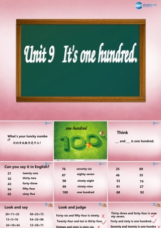四年级英语上册 Unit9 It’s one hundred课件2 （新版）湘少版