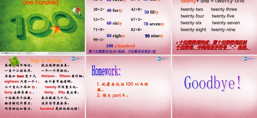 四年级英语上册 Unit9 It’s one hundred课件3 （新版）湘少版