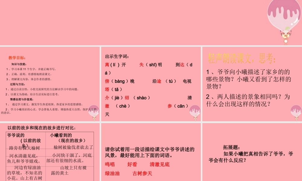 四年级语文上册 第一单元 故乡的风景课件3 湘教版-湘教版小学四年级上册语文课件