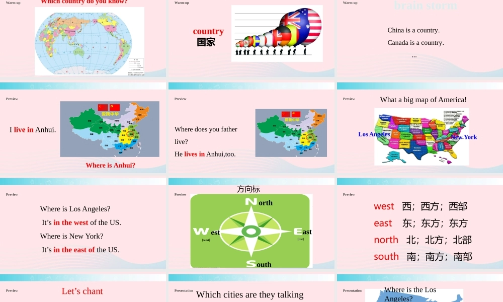 四年级英语下册 Module 8 unit 1 he lives in the east of the us课件4 外研版（一起）-外研版小学四年级下册英语课件