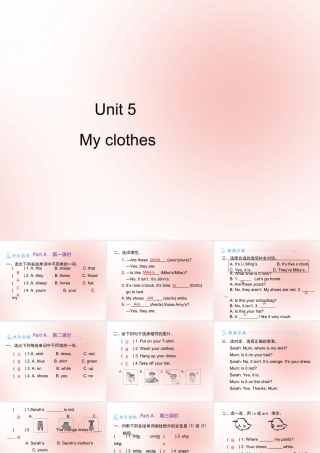 四年级英语下册 Unit 5 My clothes Part A习题课件 人教PEP版-人教PEP小学四年级下册英语课件