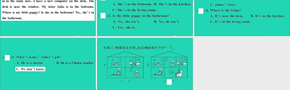 四年级英语上册 专项提升练（阅读理解）作业课件 人教PEP-人教PEP小学四年级上册英语课件