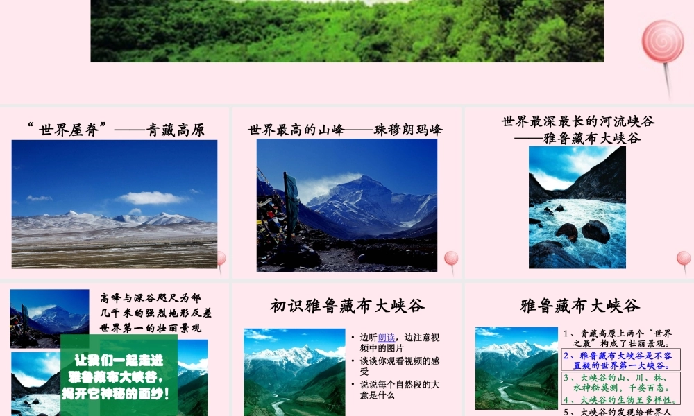 四年级语文上册 第一组 2《雅鲁藏布大峡谷》课堂教学课件2 新人教版-新人教版小学四年级上册语文课件