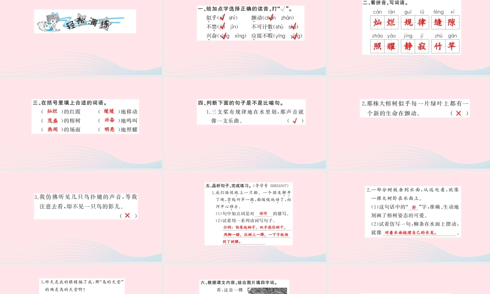 四年级语文上册 第一组 3 鸟的天堂习题课件 新人教版-新人教版小学四年级上册语文课件