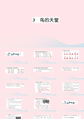 四年级语文上册 第一组 3 鸟的天堂习题课件 新人教版-新人教版小学四年级上册语文课件